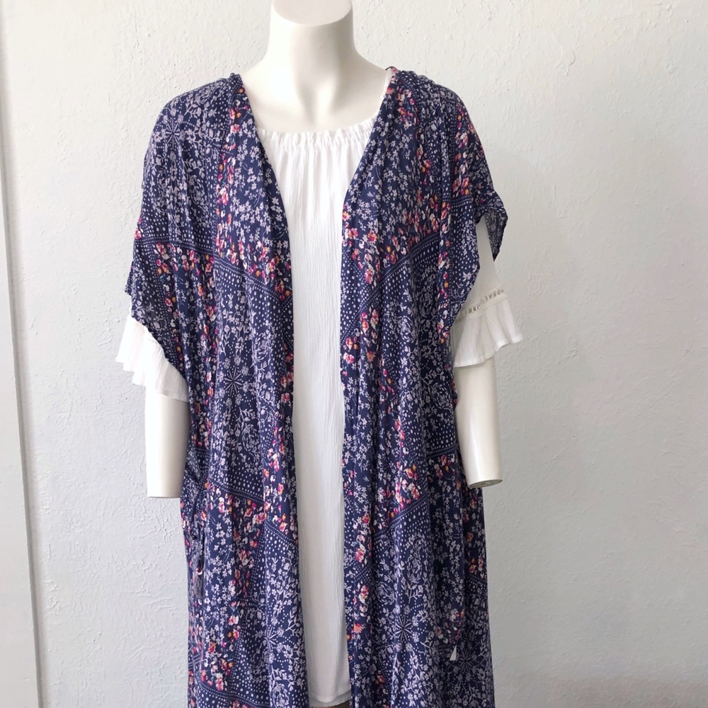 Rewind floral rayon maxi kimono jacket size M